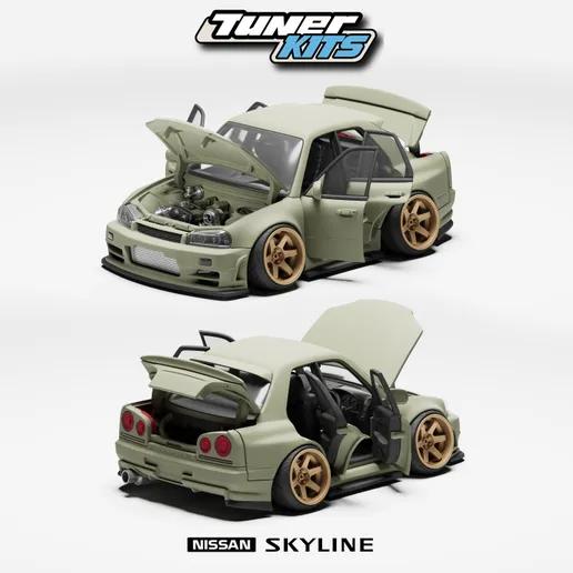 日产 Skyline R34 4doors tooned 模型套件-三匠社