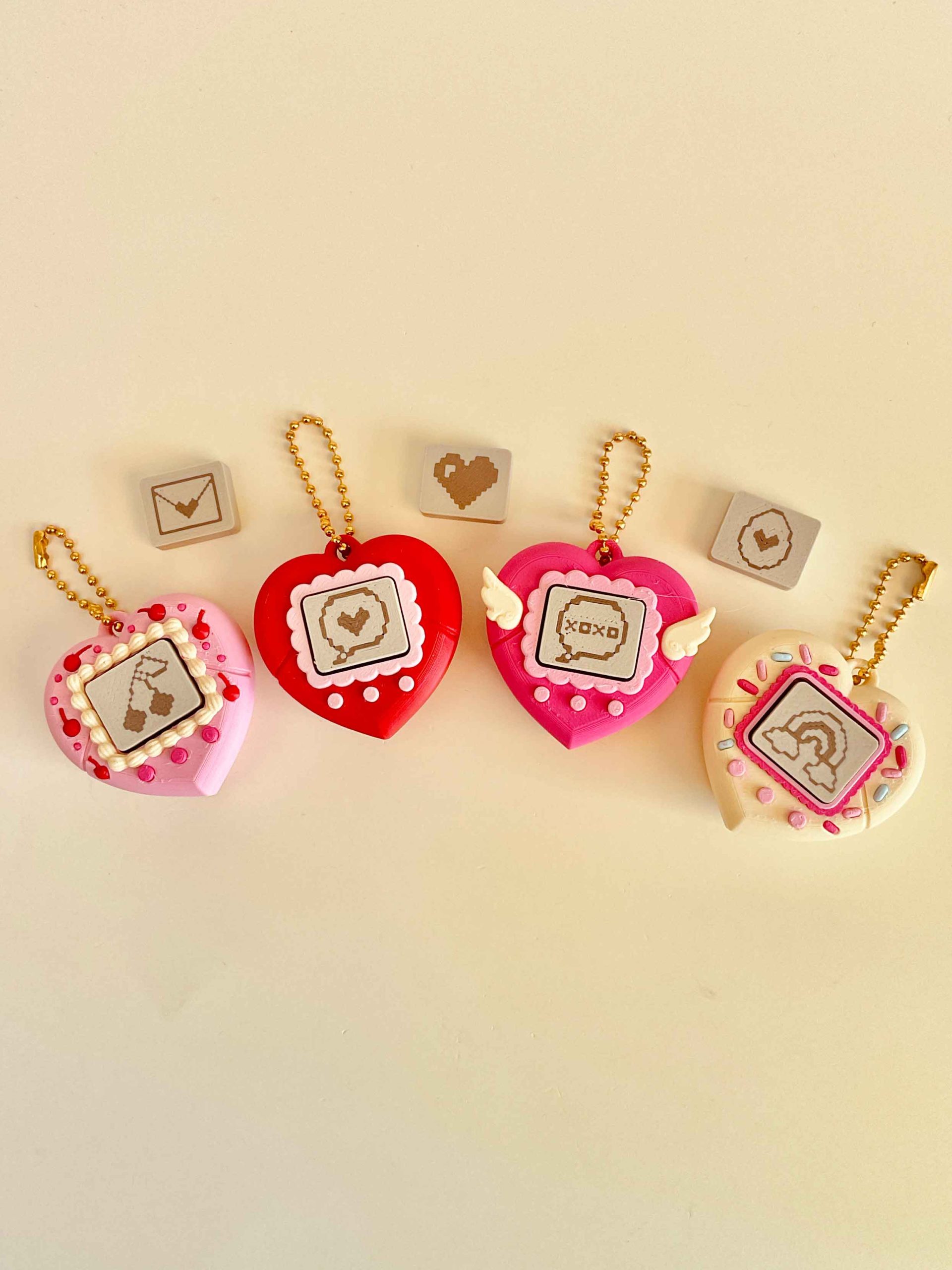 心形虚拟宠物套装（独家）——情人节指尖陀螺钥匙扣-三匠社