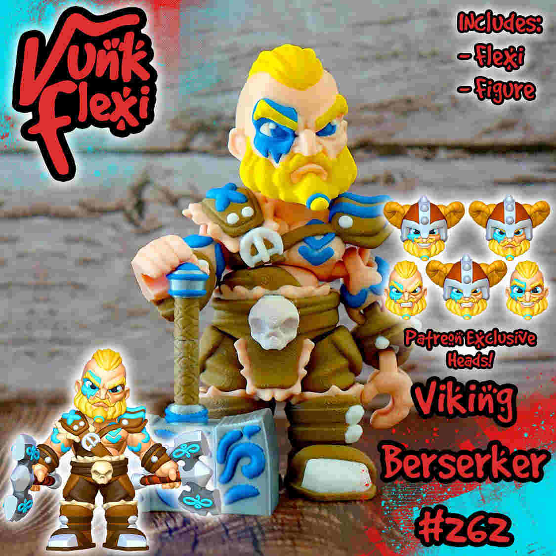 维京狂战士多色柔性印刷原位模型 + 人偶VunkFlexis-三匠社